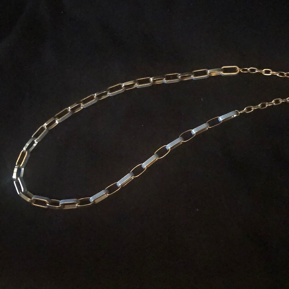 Blue and gold long thick chain necklace